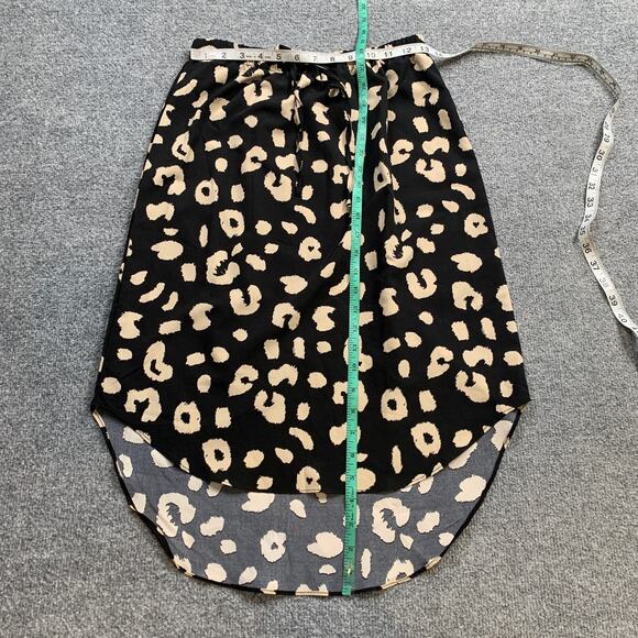 SheIn Skirt Womens 6 Black Sand Cheetah Pull On Elastic Waist High Low Hem Midi - Picture 7 of 13